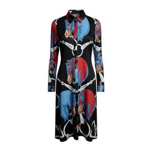 Dalia MacPhee Equestrian Horse‎ Motif Printed Shirtdress Size Medium